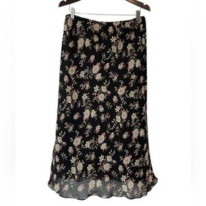 Women’s Vintage David‎ Warren Floral Maxi Skirt Lettuce Hem Size 14 Fairy Grunge